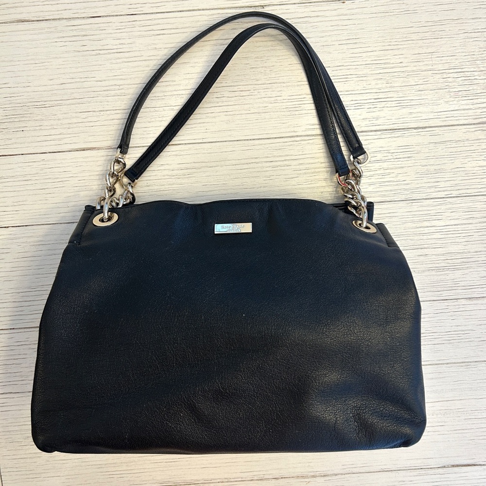 Large Black & Gold Leather Kate Spade Shoulder Bag - Moore Melrose Way